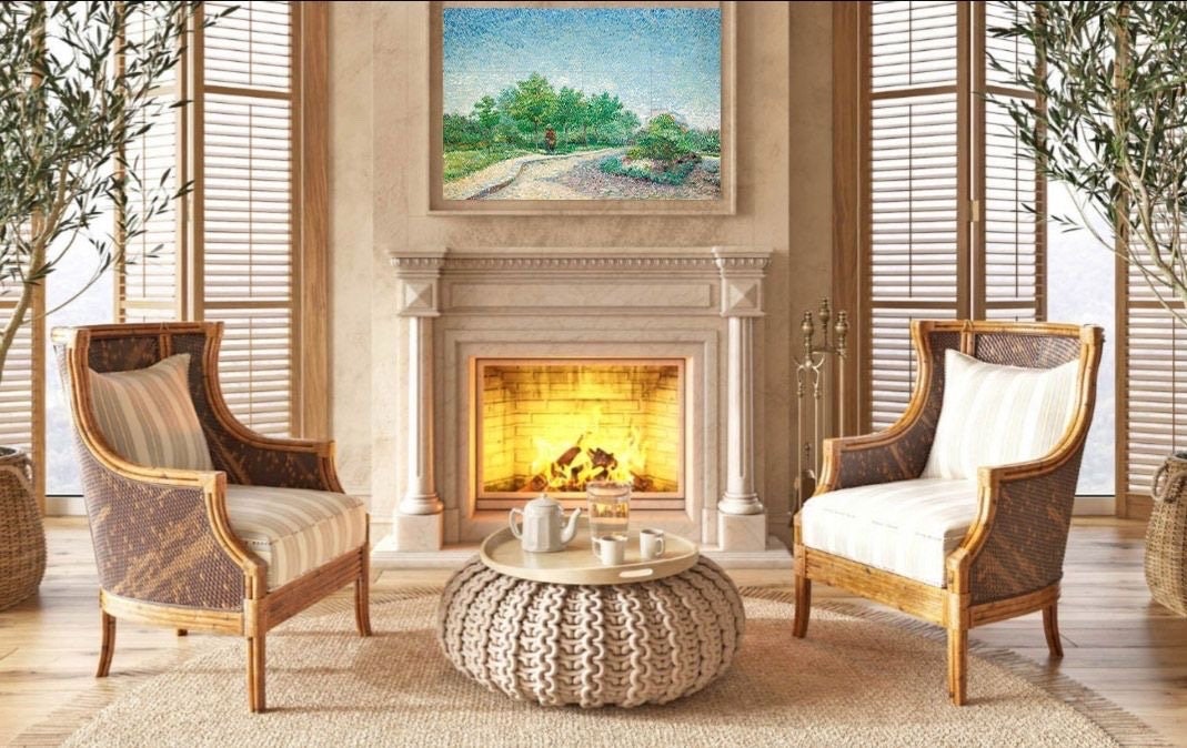 Tile Mural/Mosaic Ceramic Panel of Vincent Van Gogh - Square Saint Pierre - Countryside Mural - Van Gogh Print - Countryside Wall Art