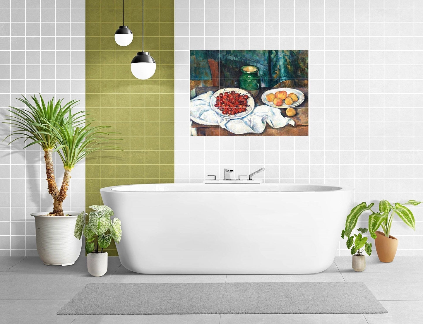 Tile Mural/Mosaic Ceramic Panel of Paul Cezanne -Fruit Mural - Cezanne Wall Art -Cezanne wall print- Fruit Tiles -Gloss Tiles -Tile Mosaic