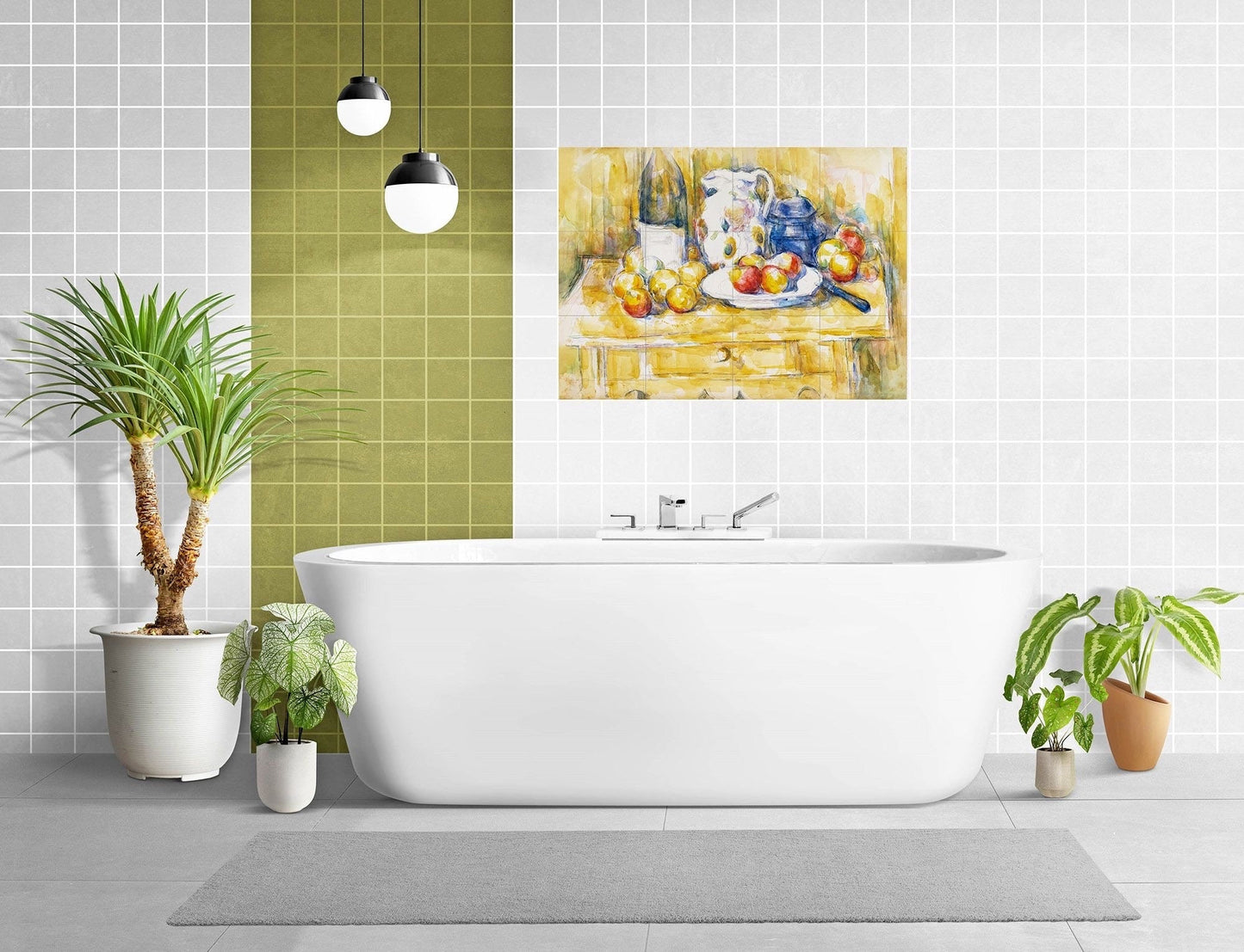 Tile Mural/Mosaic Ceramic Panel of Paul Cezanne -Fruit Mural - Cezanne Wall Art -Cezanne wall print- Fruit Tiles -Gloss Tiles -Tile Mosaic