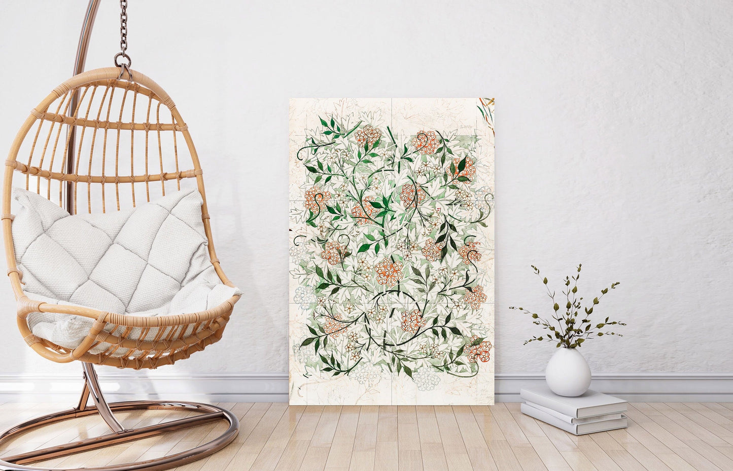 Tile Mural/Mosaic Ceramic Panel of William Morris Jasmine Flower - William Morris Wall Art - Morris Pattern - Botanical Print -Gloss Tiles