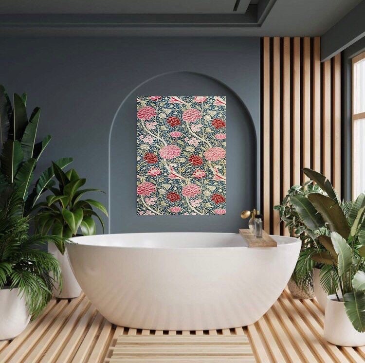 Tile Mural/Mosaic Ceramic Panel of William Morris Cray - William Morris Wall Art - Morris Pattern - Botanical Print -Gloss Tiles- Flower Art