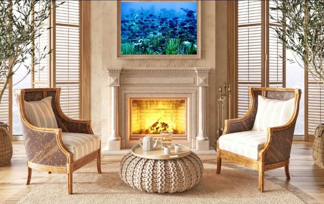 Tile Mural/Mosaic Ceramic Panel of an Ocean Fish - Fish Mural - Fish Wall Art - Fish Tile Mosaic -Home Decor - Fish Art Print - Aquarium Art