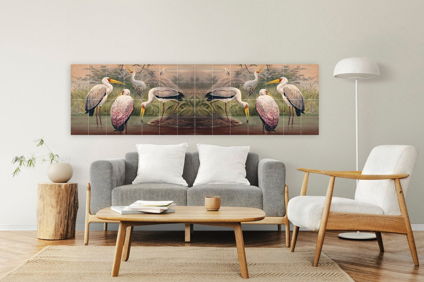 Tile Mural/Mosaic Ceramic Panel of The African Wood Ibis - Joseph Wolf Print - Birds Art Print - Tile Mural - Gloss Tiles - Bird Tile Mosaic