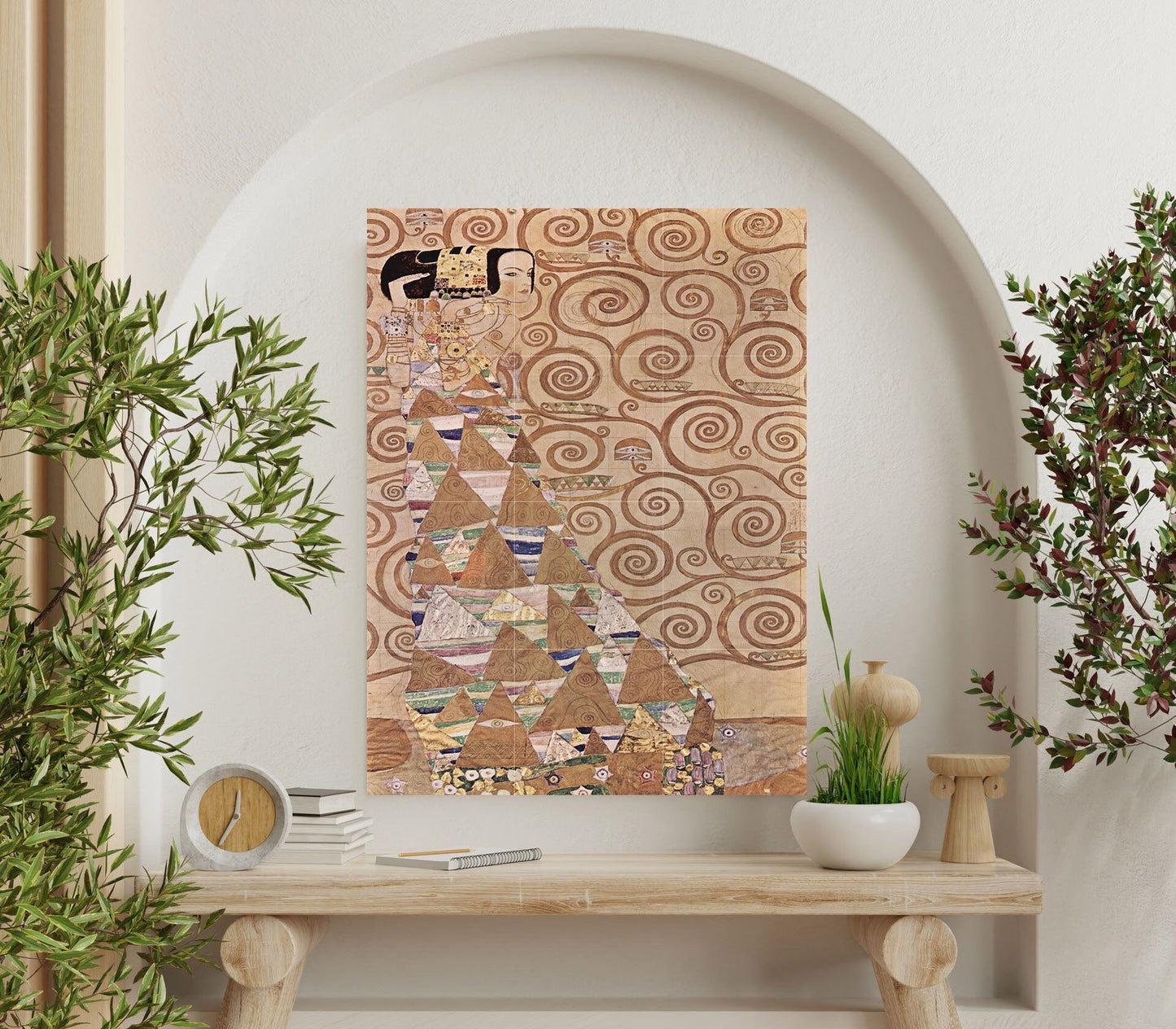 Tile Mural/Mosaic Ceramic Panel of Gustav Klimt Expectation from Tree of Life - Klimt Wall Art - Klimt Art Prints - Klimt Painting