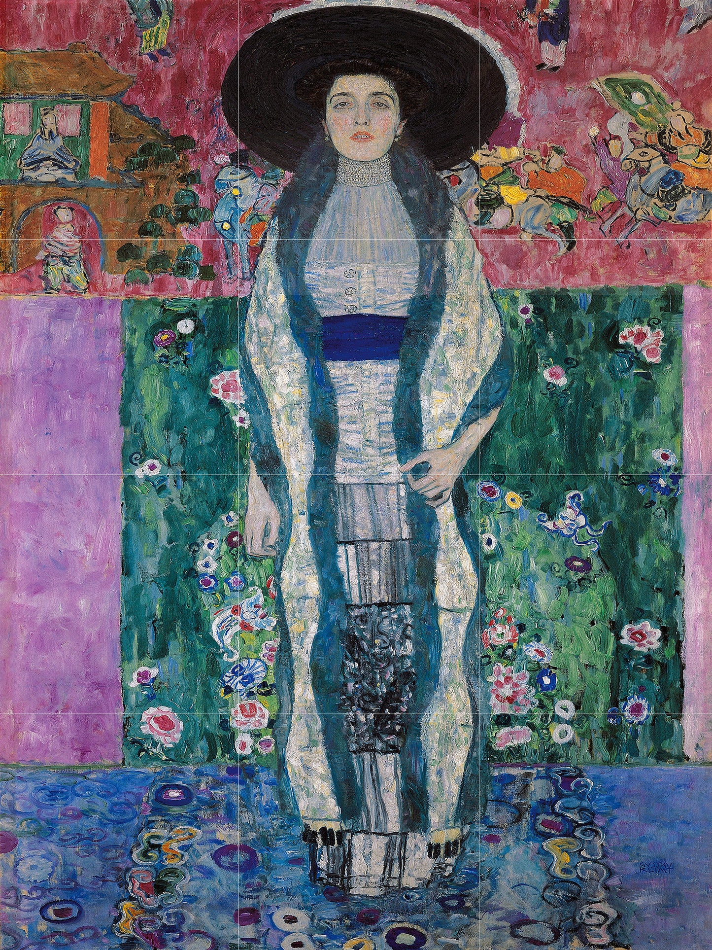Tile Mural/Mosaic Ceramic Panel of Gustav Klimt Portrait - Klimt Wall Art - Klimt Art Prints - Klimt Painting - Gustav Klimt Mural