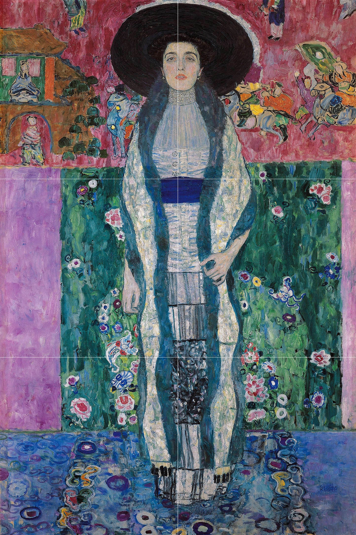 Tile Mural/Mosaic Ceramic Panel of Gustav Klimt Portrait - Klimt Wall Art - Klimt Art Prints - Klimt Painting - Gustav Klimt Mural