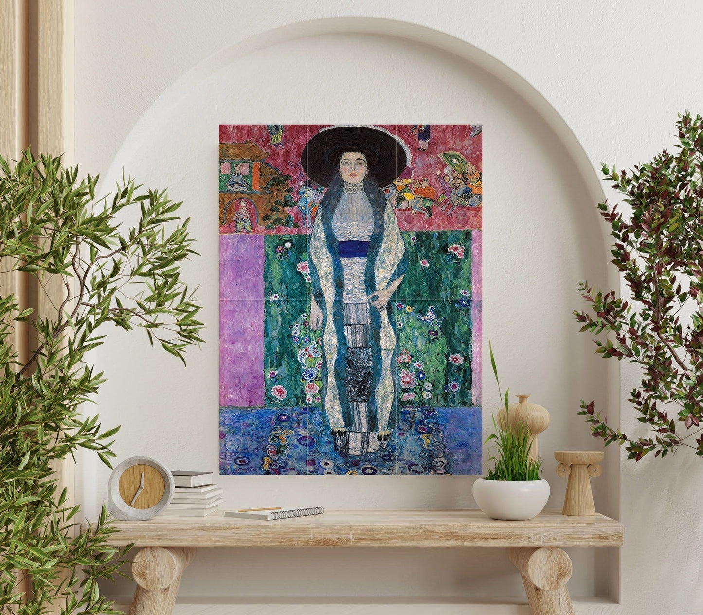Tile Mural/Mosaic Ceramic Panel of Gustav Klimt Portrait - Klimt Wall Art - Klimt Art Prints - Klimt Painting - Gustav Klimt Mural