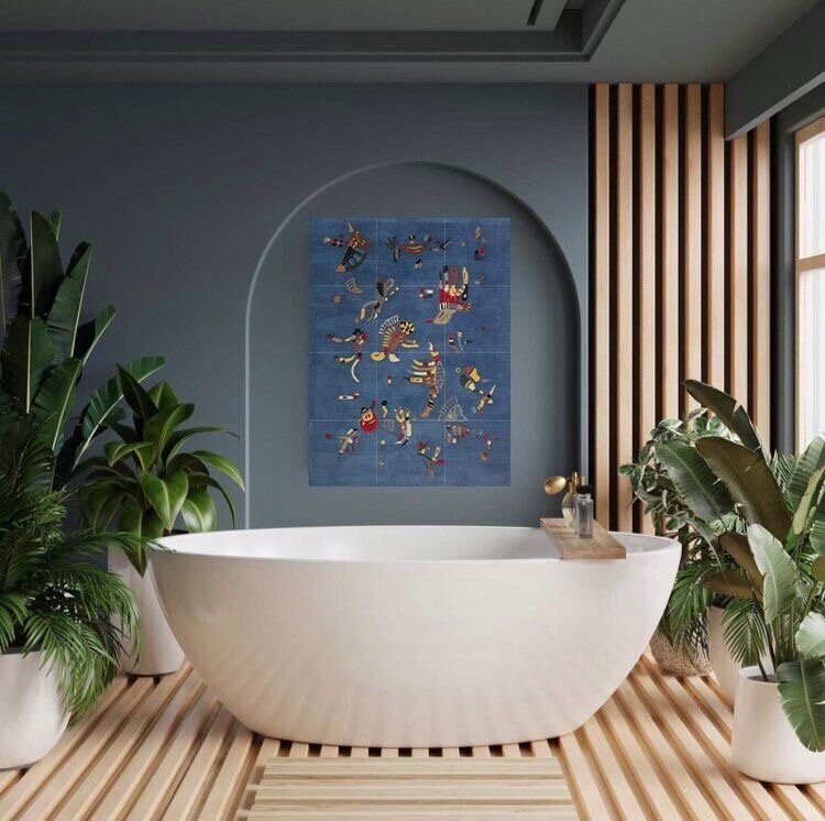 Tile Mural/Mosaic Ceramic Panel of Wassily Kandinsky Bleu de Ciel - Tile Mural - Kandinsky Mural - Kandinsky Wall Art -Kandinsky Tile Mosaic