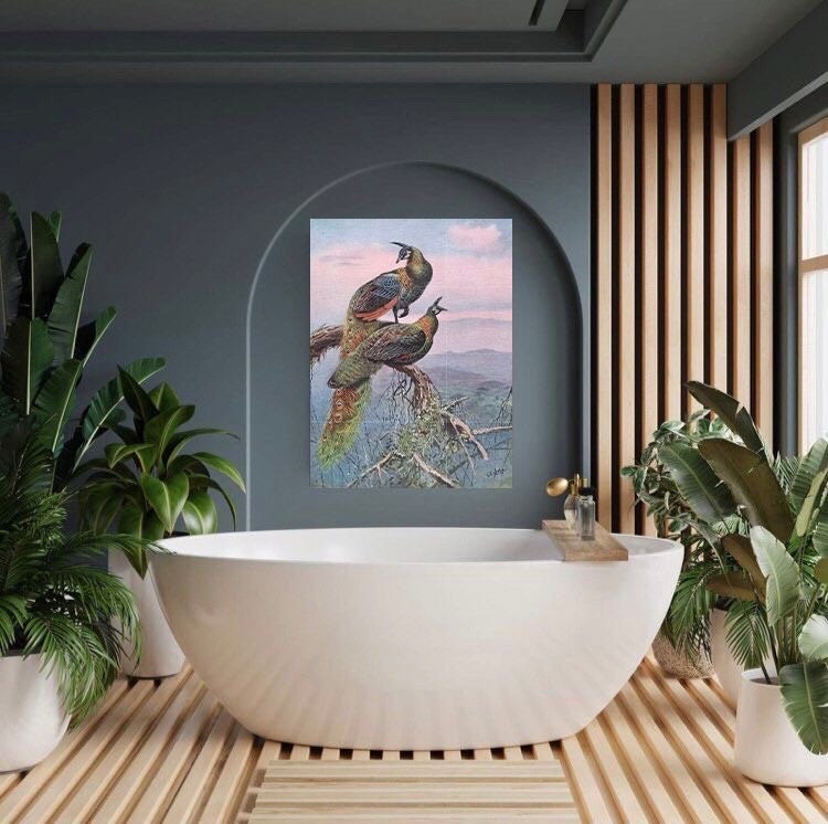 Tile Mural/Mosaic Ceramic Panel of Peacock Painting - Peacock Bird Mural - Gloss Tiles - Bird Tile Mosaic - Peafowl Wall Art - Peacock Print