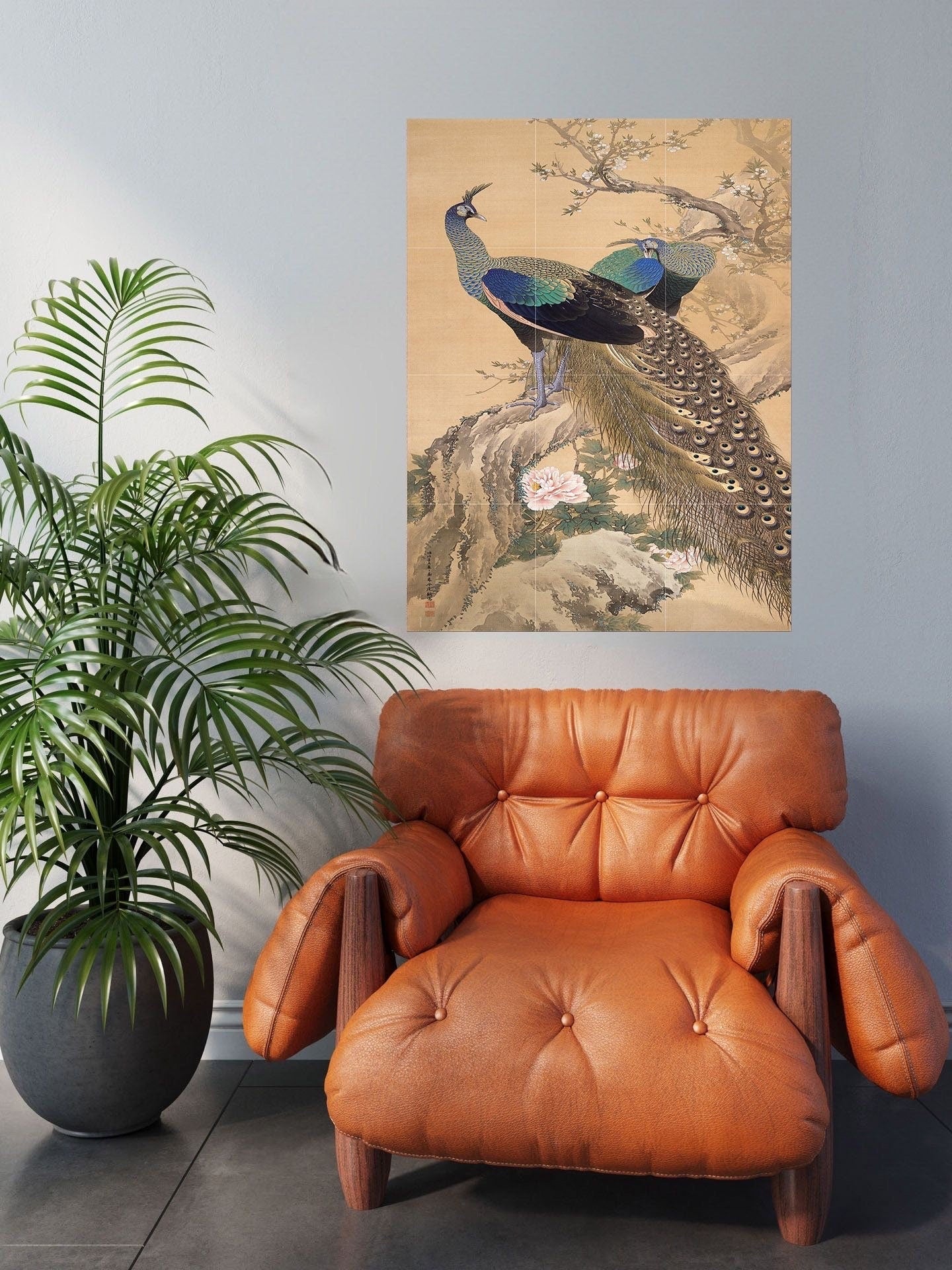 Tile Mural/Mosaic Ceramic Panel of Peacock Painting - Peacock Bird Mural - Gloss Tiles - Bird Tile Mosaic - Peafowl Wall Art - Peacock Print