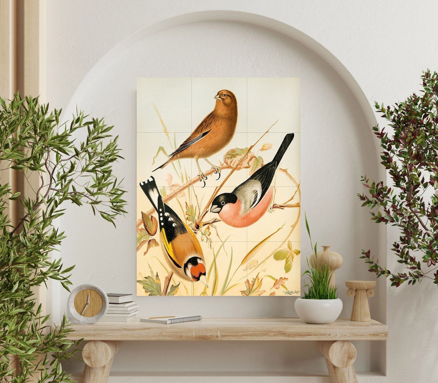Tile Mural/Mosaic Ceramic Panel of Birds - Archibald Thorburn -Bird Mural - Gloss Tiles -Bird Mosaic - Bird Wall Art- Bird Prints Home Decor