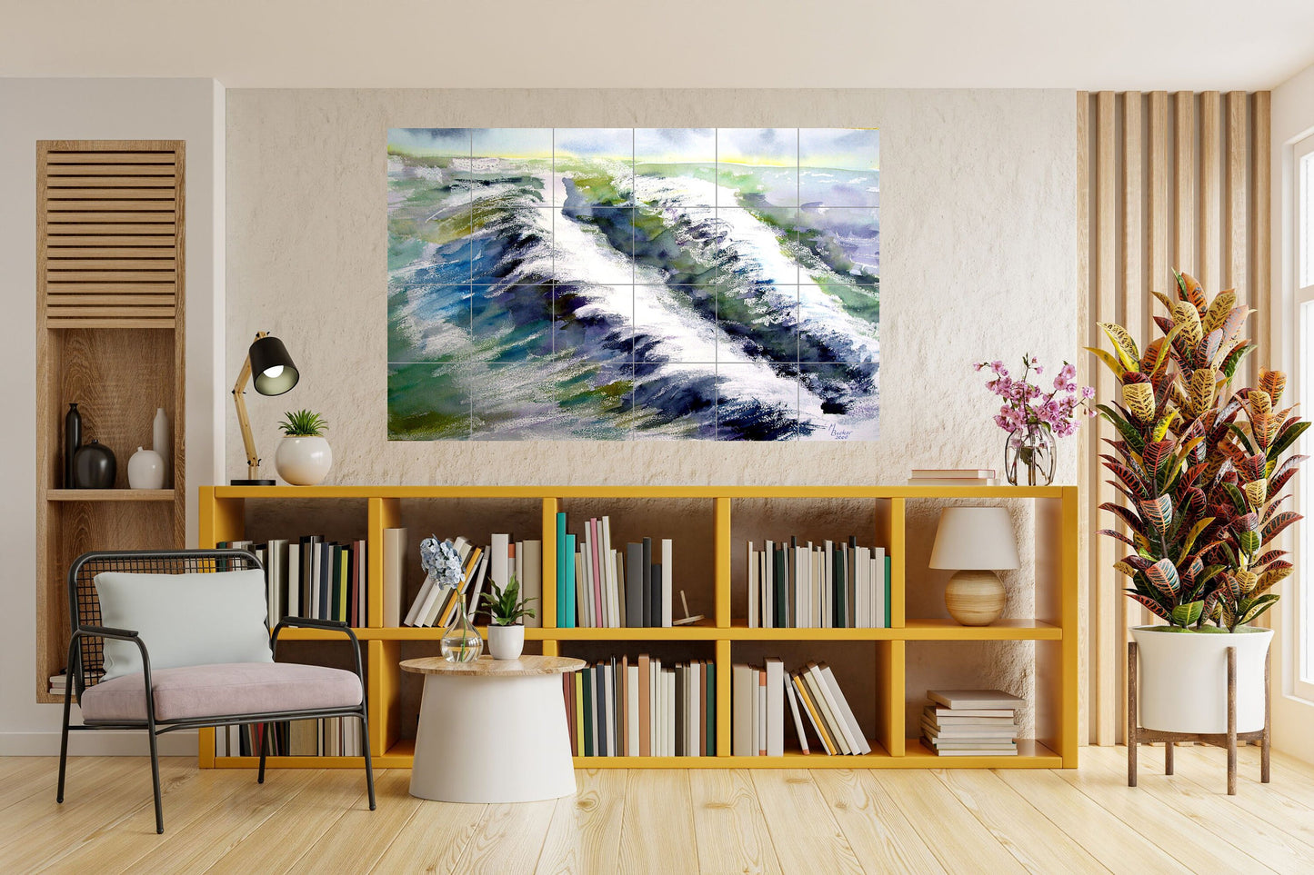 Tile Mural/Mosaic Ceramic Panel of Ocean Waves - Storm Mural - Ocean Waves Wall Mural - Wall Art -Tile Mural Art - Home Decor - Tile Mosaic