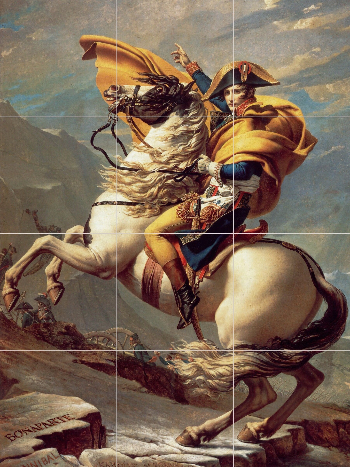 Tile Mural/Mosaic Ceramic Panel of Napoleon Crossing The Alps Louis David - Napoleon Bonaparte print -Tile Mural -Gloss Tiles-Tile Mosaic