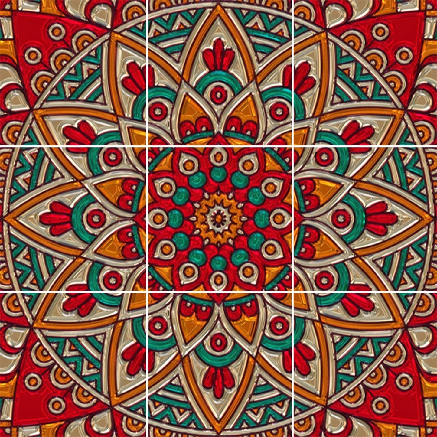 Tile Mural/Mosaic Ceramic Panel of Mandala Pattern - Mandala Wall Art - Mandala Print - Mandala Home Decor - Mandala Print - Mandala Art