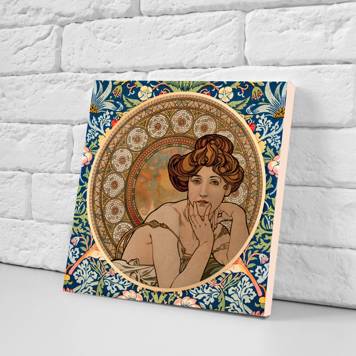 Art Nouveau Set of 3 Ceramic tiles,Ceramic Decor Tiles,Kitchen Backsplash Tiles, Bathroom Tiles, Art Nouveau print, Alphonse Mucha print