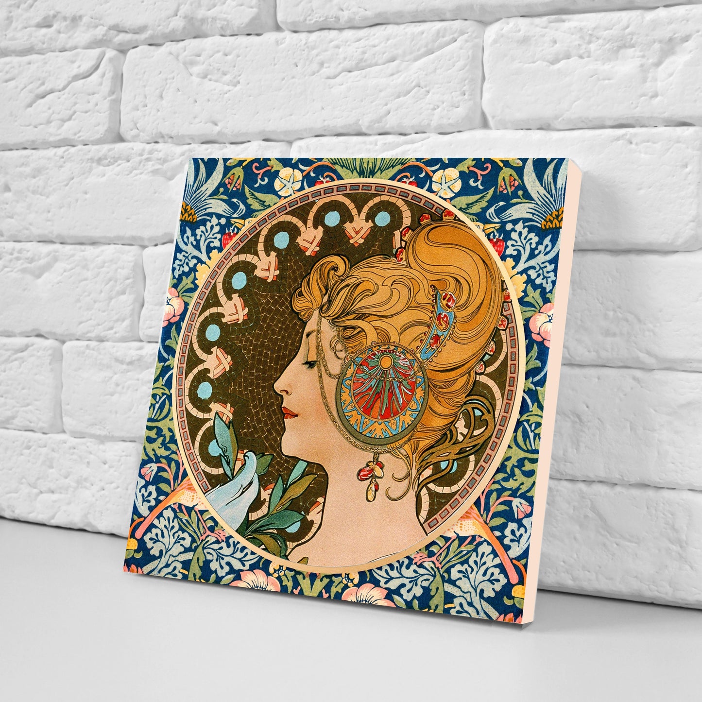 Art Nouveau Set of 3 Ceramic tiles,Ceramic Decor Tiles,Kitchen Backsplash Tiles, Bathroom Tiles, Art Nouveau print, Alphonse Mucha print