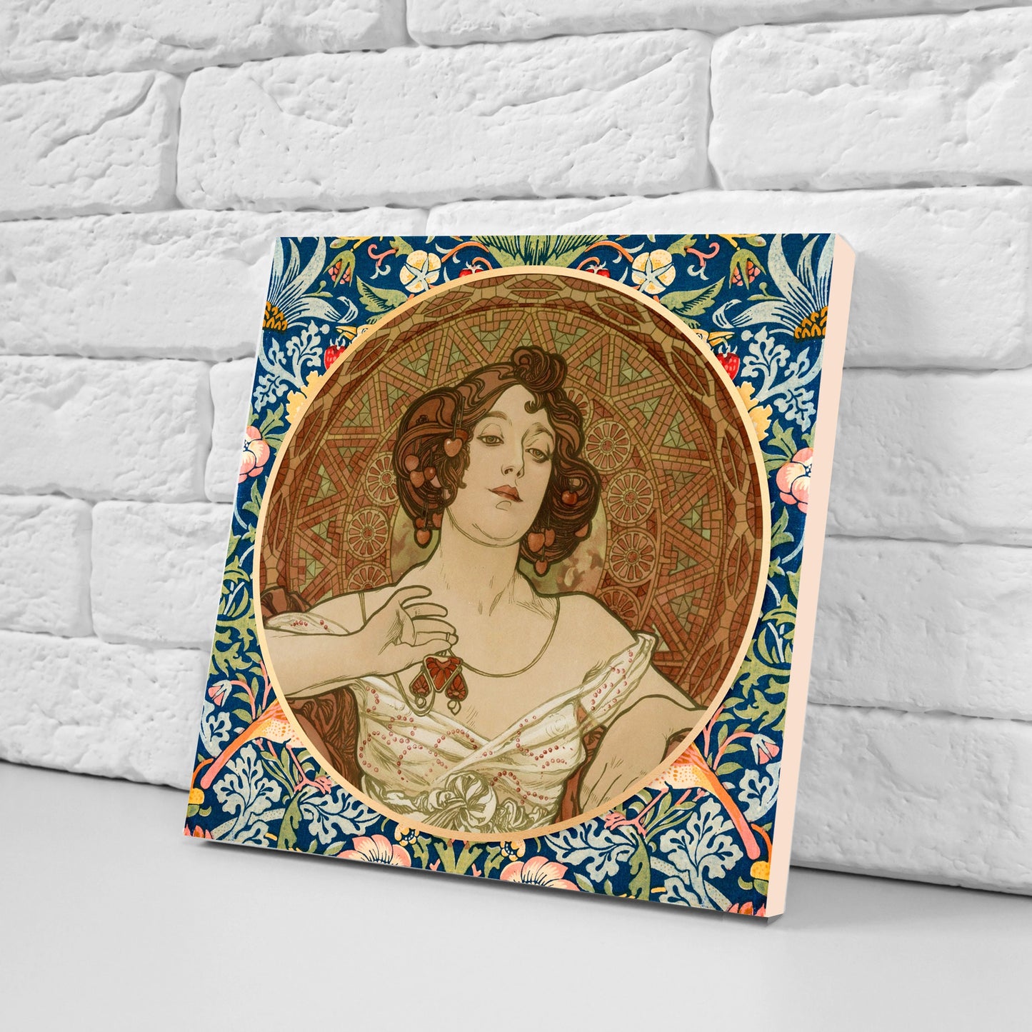 Art Nouveau Set of 3 Ceramic tiles,Ceramic Decor Tiles,Kitchen Backsplash Tiles, Bathroom Tiles, Art Nouveau print, Alphonse Mucha print