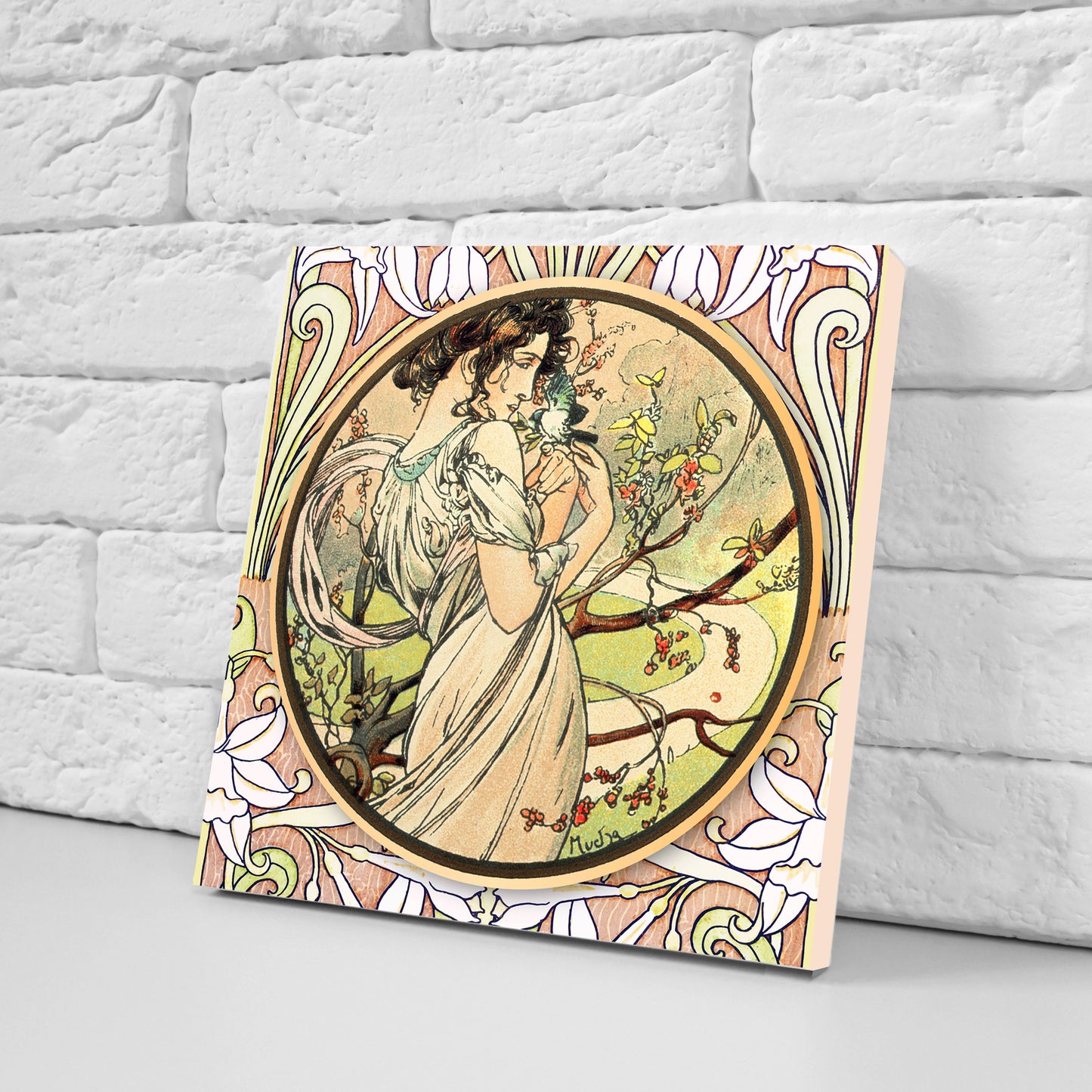 Art Nouveau Set of 3 Ceramic tiles,Ceramic Decor Tiles, Belle Epoque print, Bathroom Tiles, Art Nouveau print, Alphonse Mucha print