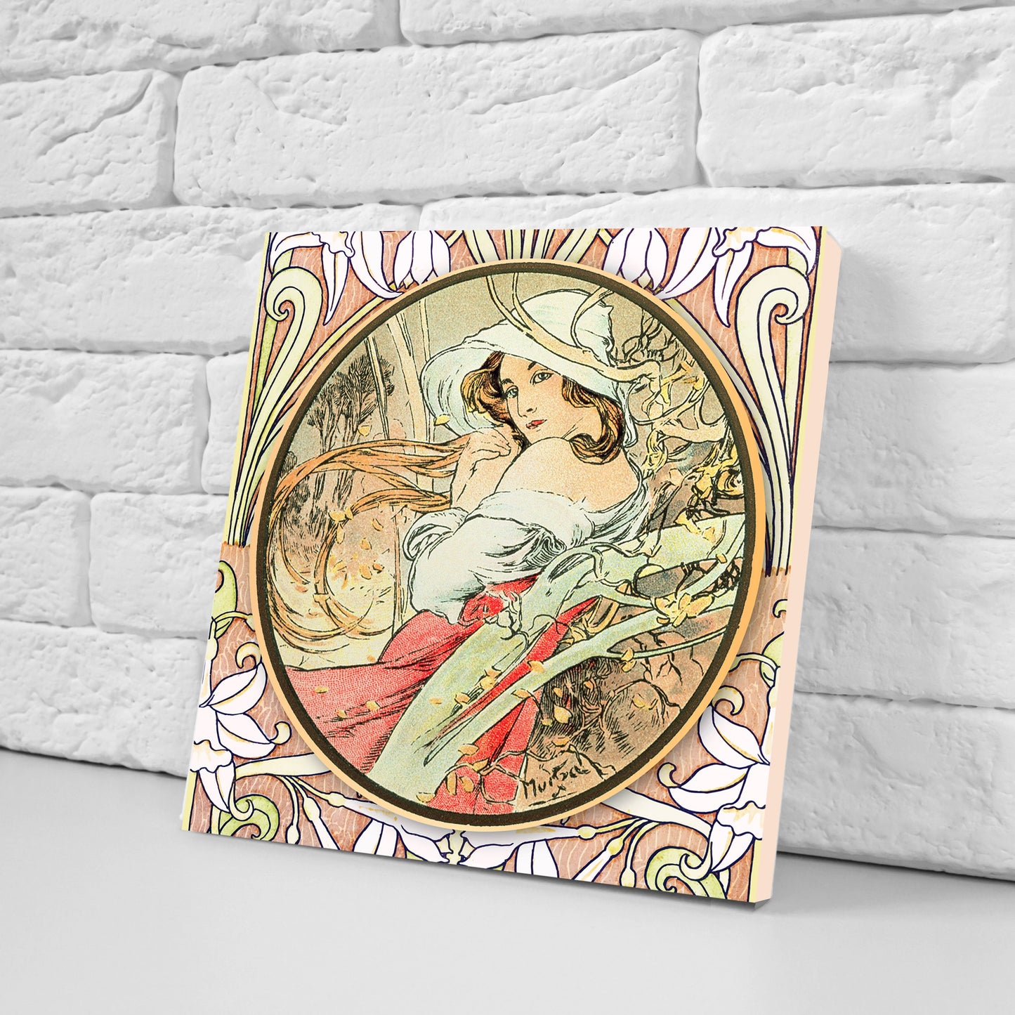 Art Nouveau Set of 3 Ceramic tiles,Ceramic Decor Tiles, Belle Epoque print, Bathroom Tiles, Art Nouveau print, Alphonse Mucha print