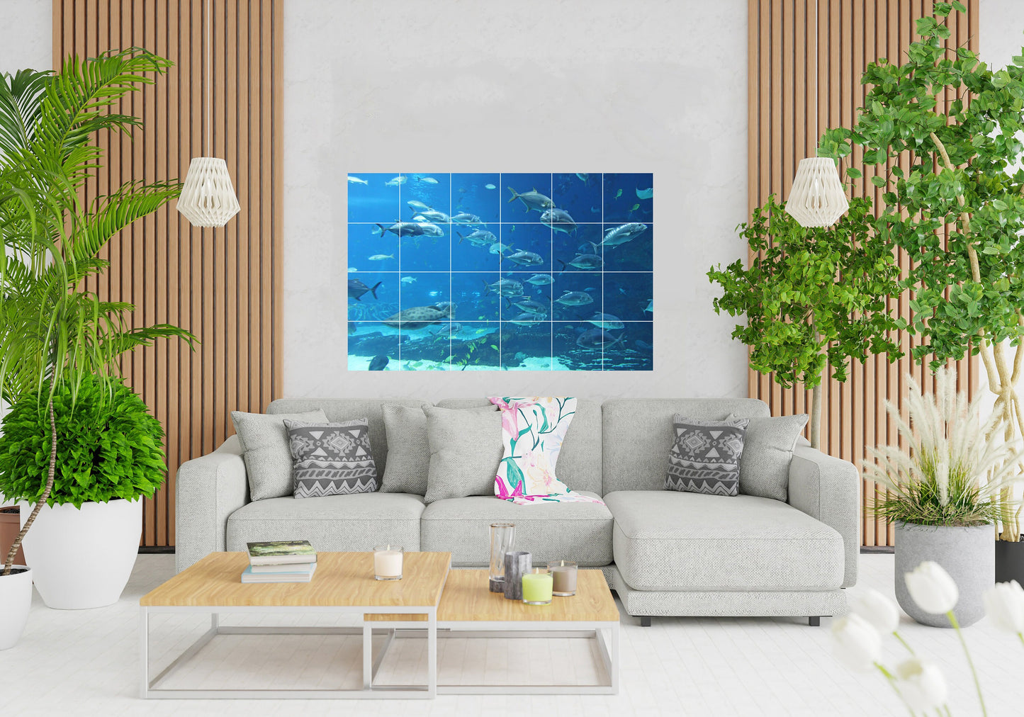 Tile Mural/Mosaic Ceramic Panel of an Ocean Fish Underwater World - Fish Wall Art - Tile Mural Art Print - Home Decor - Tile Mosaic