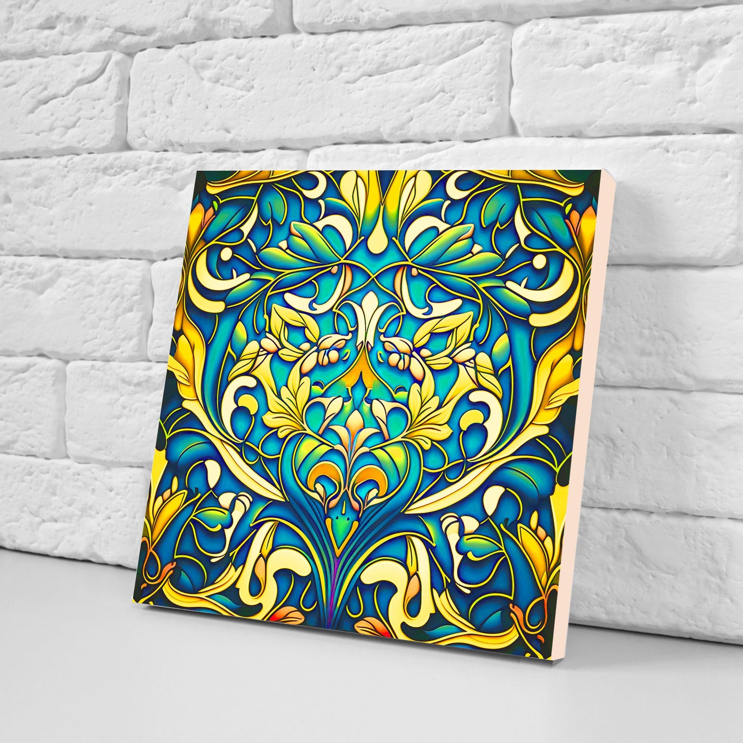 Art Nouveau Flower Ceramic tiles - Set of 2 Art Nouveau Wall Decor Tiles - Kitchen Backsplash Tiles, Table Decorative Tiles, Bathroom Tiles