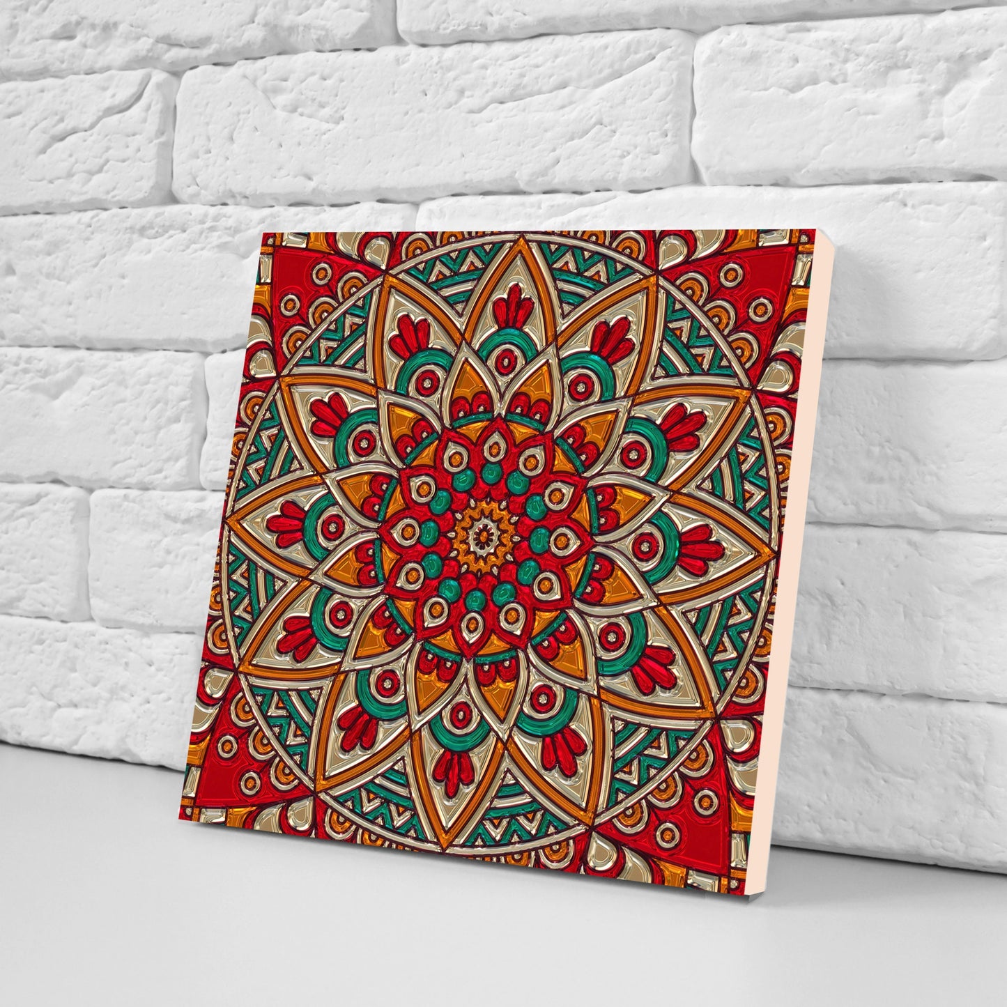 Mandala Floral Design -Set of 1 Wall Decor Tile -Kitchen Backsplash Tiles,Table Decorative Tiles,Bathroom tiles, Indian decor, Mandala print