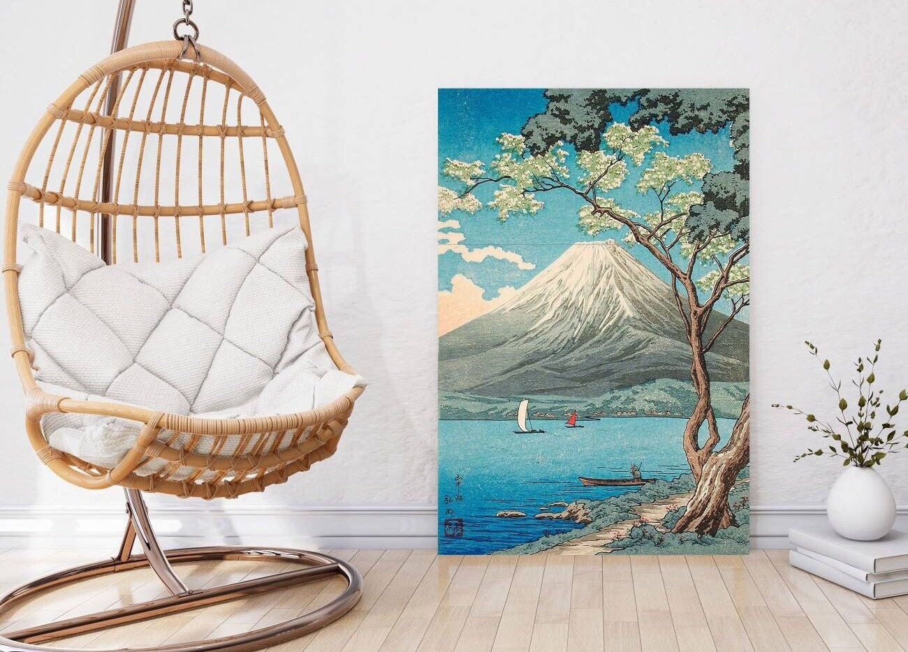 Tile Mural/Mosaic Ceramic of Mount Fuji from Lake - Takahashi Hiroaki print - Japanese Mural - Hiroaki Wall Art - Japanese Tile Mural