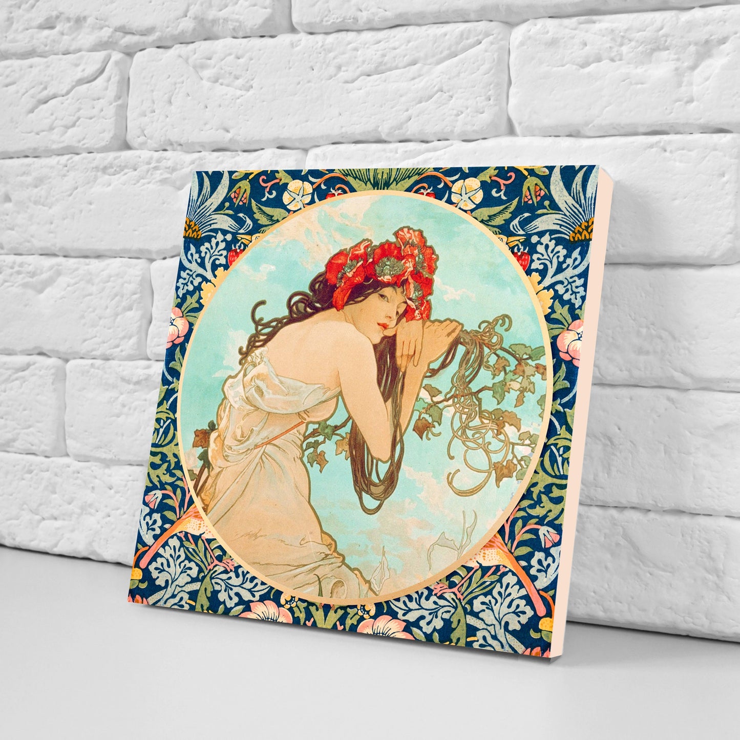Art Nouveau Set of 3 Ceramic tiles,Ceramic Decor Tiles,Kitchen Backsplash Tiles, Bathroom Tiles, Art Nouveau print, Alphonse Mucha print