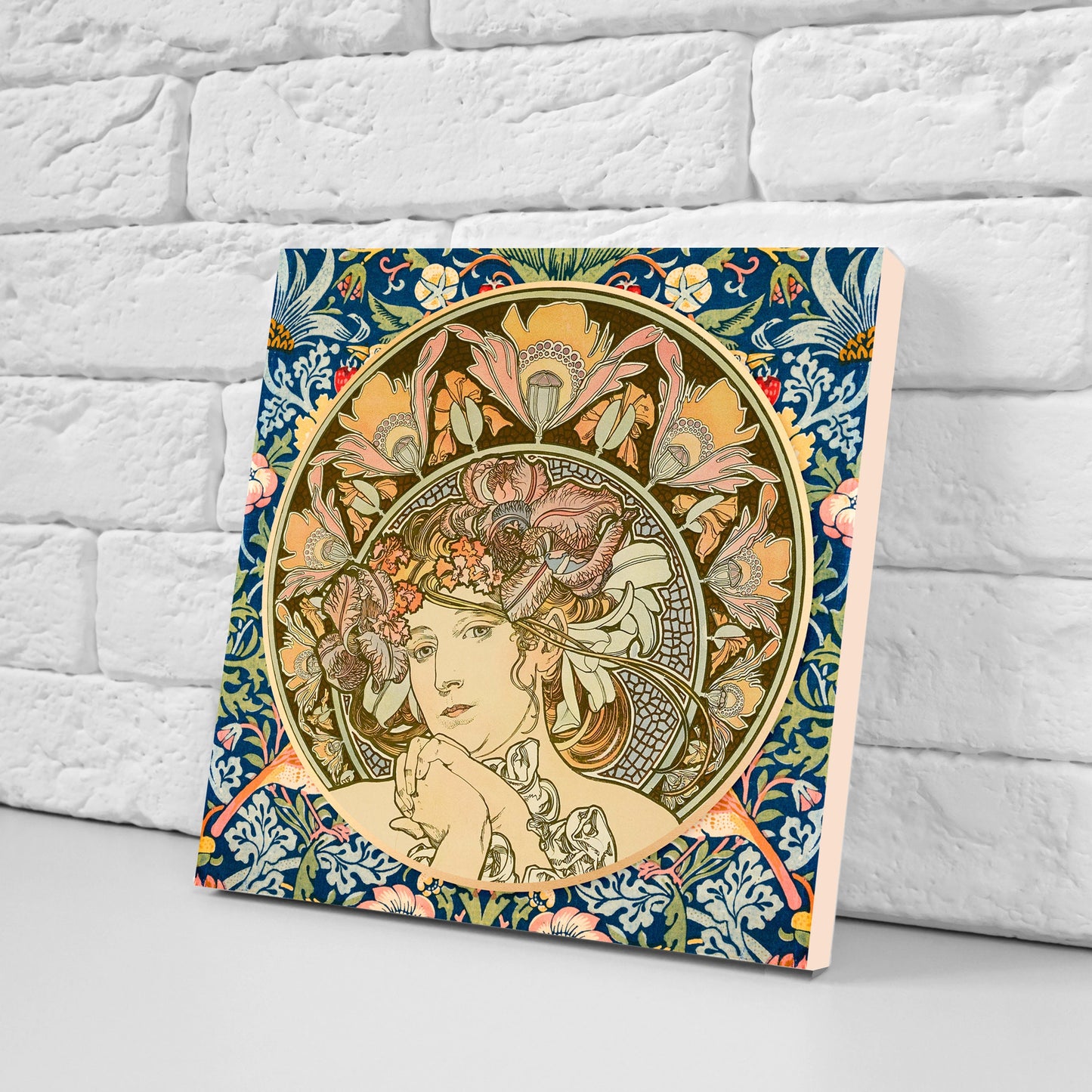 Art Nouveau Set of 3 Ceramic tiles,Ceramic Decor Tiles,Kitchen Backsplash Tiles, Bathroom Tiles, Art Nouveau print, Alphonse Mucha print