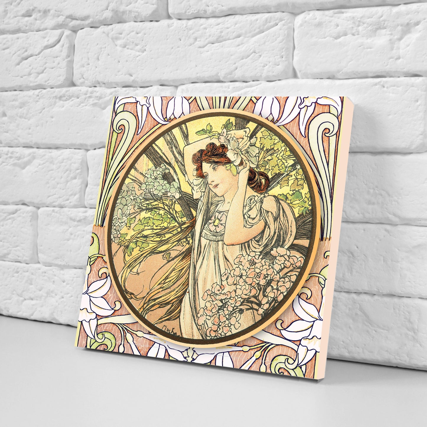 Art Nouveau Set of 3 Ceramic tiles,Ceramic Decor Tiles, Belle Epoque print, Bathroom Tiles, Art Nouveau print, Alphonse Mucha print