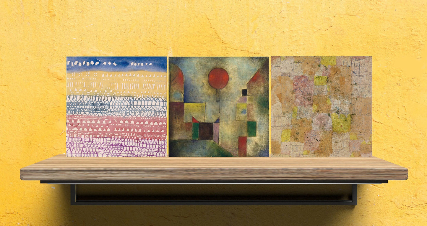 Paul Klee Set of 3 Ceramic tiles, Ceramic Decor Tiles, Kitchen Backsplash Tiles, Bathroom Tiles, Paul Klee wall art, Paul Klee print