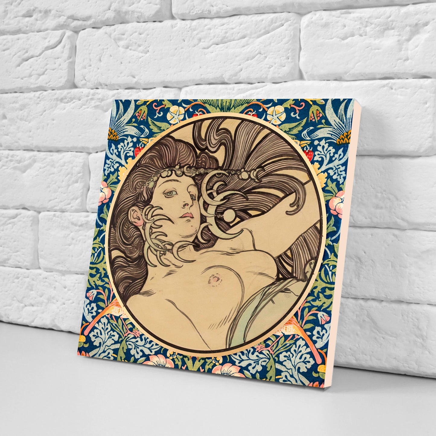 Art Nouveau Set of 3 Ceramic tiles,Ceramic Decor Tiles,Kitchen Backsplash Tiles, Bathroom Tiles, Art Nouveau print, Alphonse Mucha print