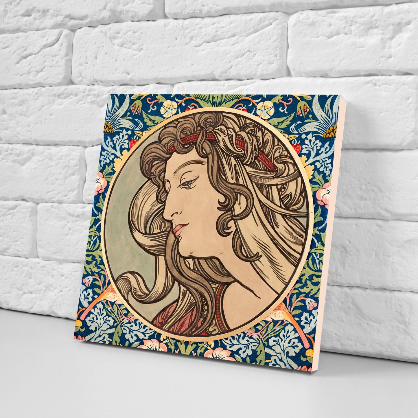 Art Nouveau Set of 3 Ceramic tiles,Ceramic Decor Tiles,Kitchen Backsplash Tiles, Bathroom Tiles, Art Nouveau print, Alphonse Mucha print
