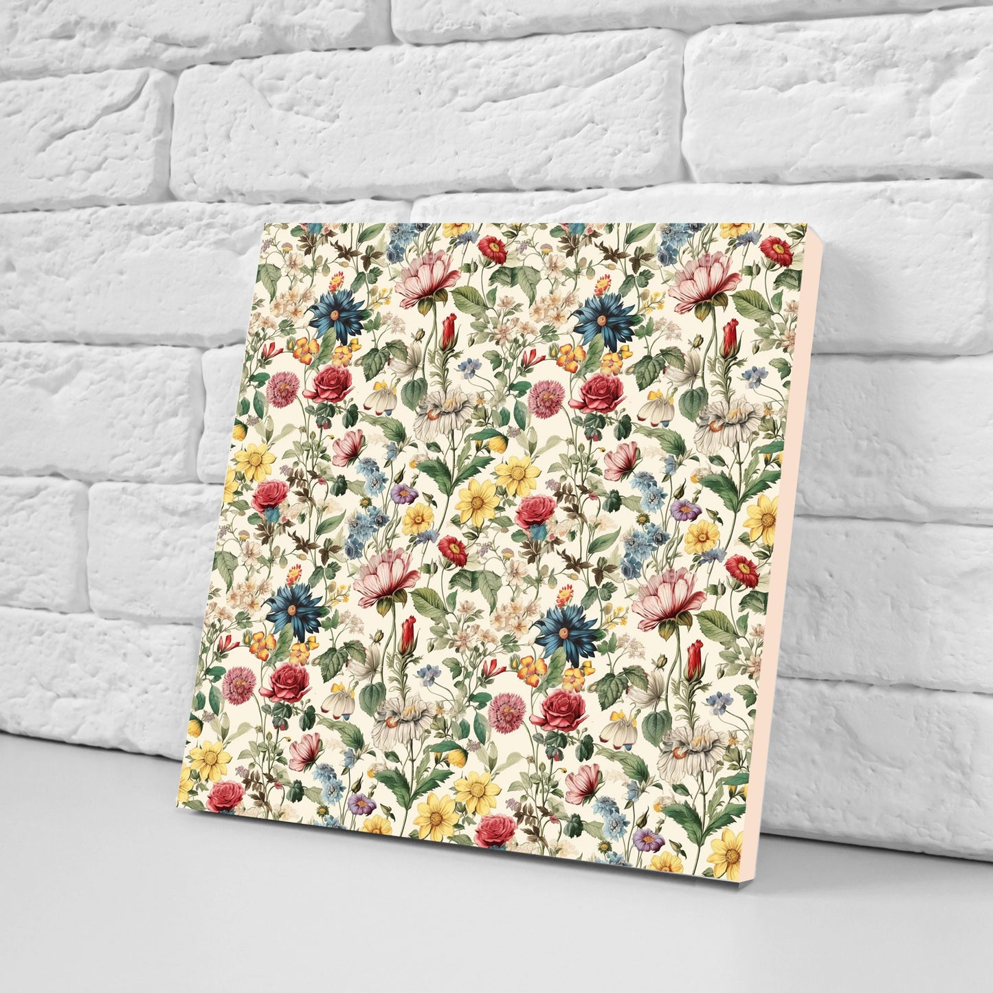 Vintage Botanical Print Ceramic Tiles - Set of 2 Ceramic Decor Tiles - Kitchen Backsplash Tiles, Bathroom Tiles, Botanical wall art