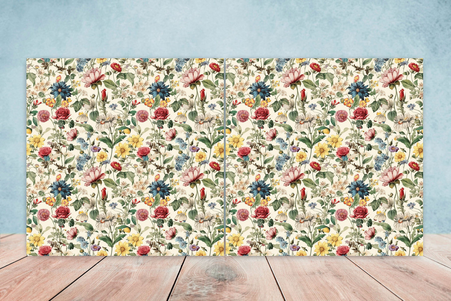 Vintage Botanical Print Ceramic Tiles - Set of 2 Ceramic Decor Tiles - Kitchen Backsplash Tiles, Bathroom Tiles, Botanical wall art
