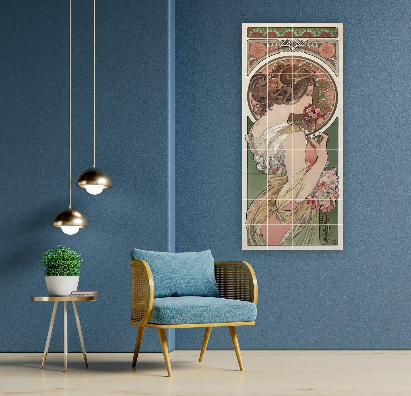 Tile Mural/Mosaic Ceramic Panel of Alphonse Mucha La Primevère - Alphonse Mucha wall print - Mucha wall art - Tile Mural - Art Nouveau print