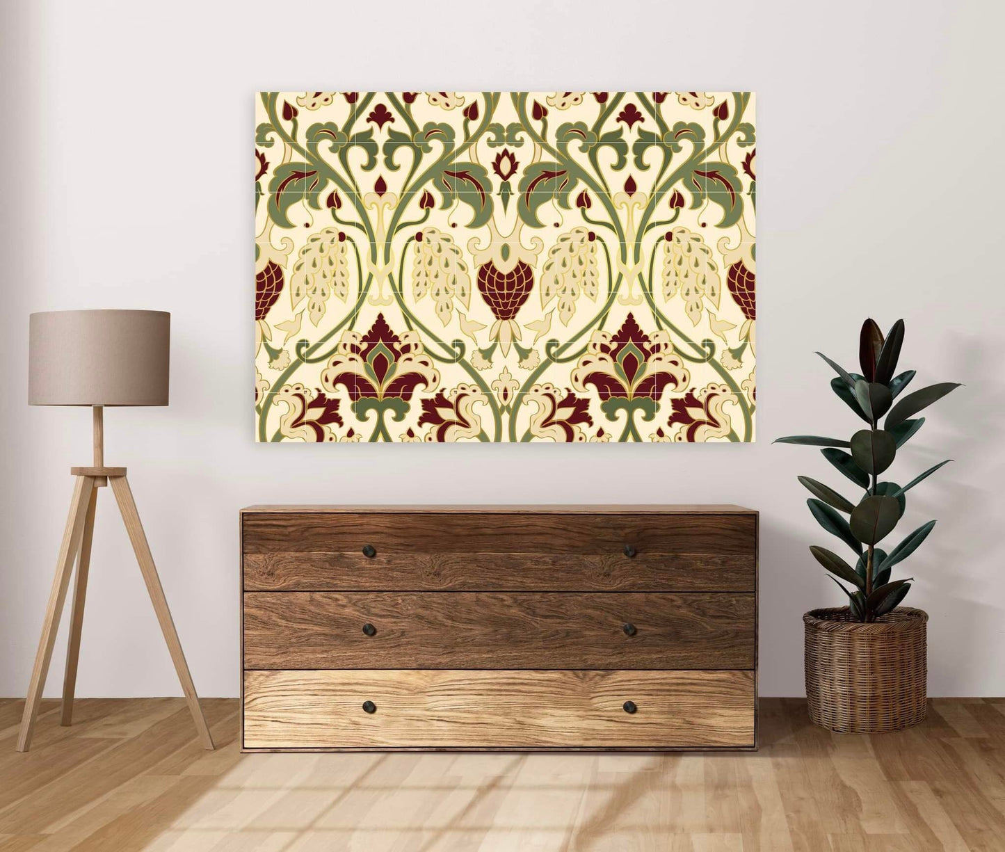 Flower Art Nouveau Ceramic Tile Mural/Mosaic - Floral Art Nouveau -Pattern Art Print - Flower Mural - Botanical Print - Art Nouveau Wall Art