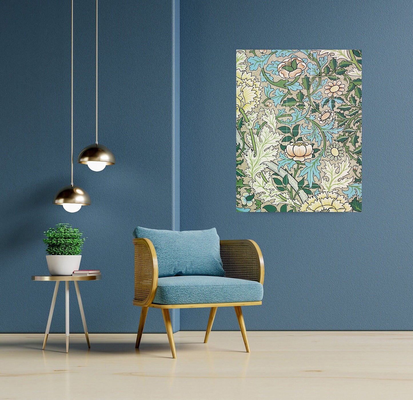 Flower Art Nouveau Ceramic Tile Mural/Mosaic - Floral Art Nouveau -Pattern Art Print - Flower Mural - Botanical Print - Art Nouveau Wall Art