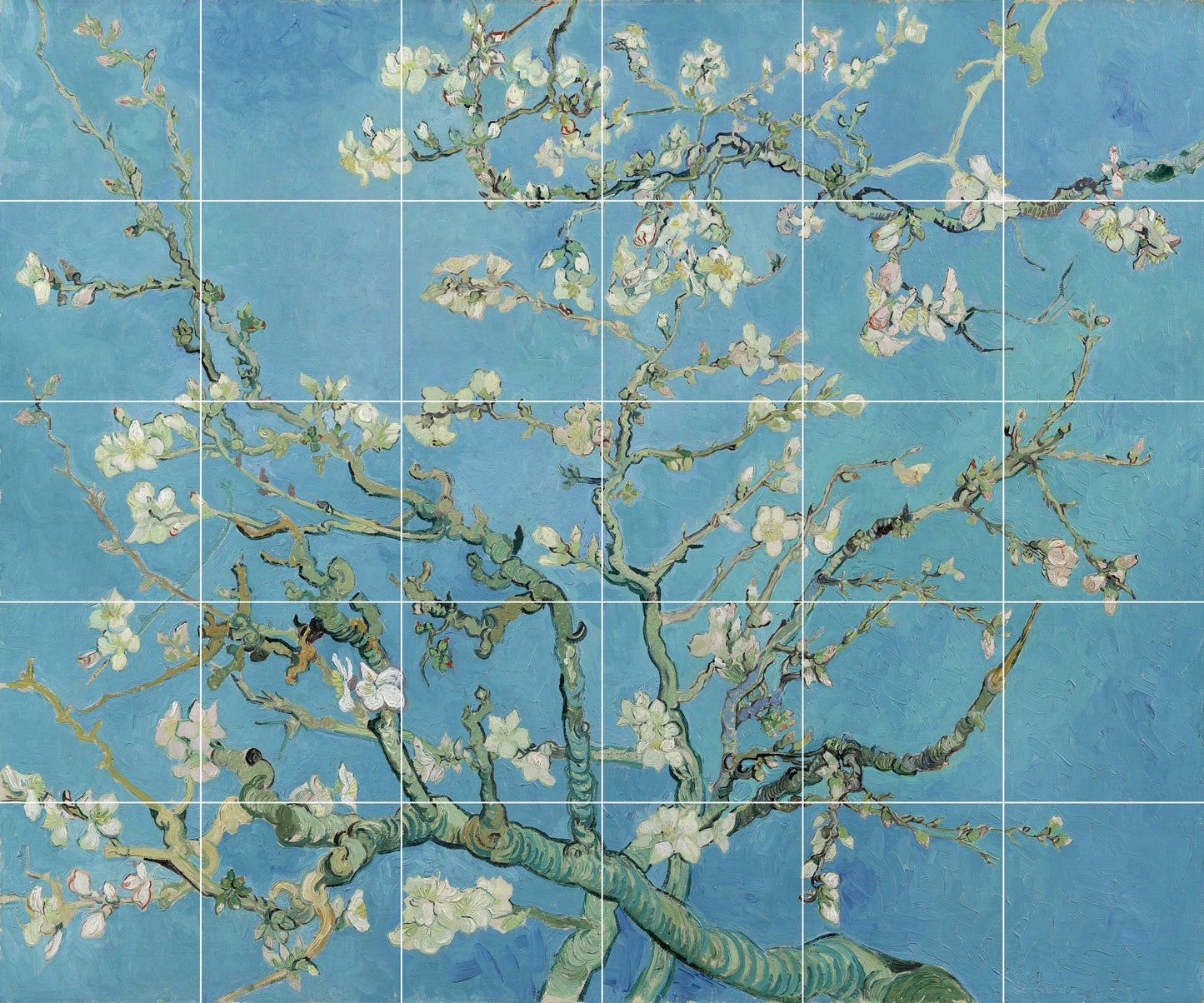 Tile Mural/Mosaic Ceramic Panel of Vincent Van Gogh Almond Blossom - Flower Mural - Van Gogh Print - Flower Wall Art - Botanical Art Print