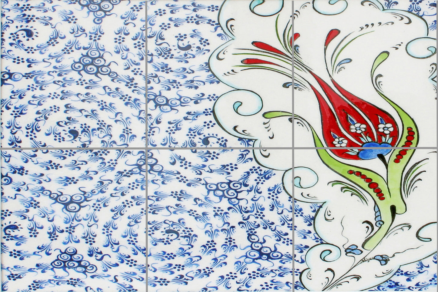 Tile Mural/Mosaic Ceramic Panel of Arabic Pattern Aabic Print - Tile Mural - Gloss Tiles - Tile Mosaic -Arabic Print - Iznik Turkish Tiles