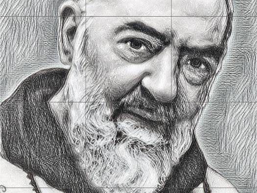Tile Mural/Mosaic Ceramic Panel of Padre Pio - Christian Wall Art - Tile Mural - Padre Pio Print -Religious Tile Mosaic, Gift for Christians
