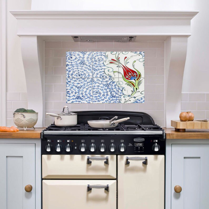 Tile Mural/Mosaic Ceramic Panel of Arabic Pattern Aabic Print - Tile Mural - Gloss Tiles - Tile Mosaic -Arabic Print - Iznik Turkish Tiles
