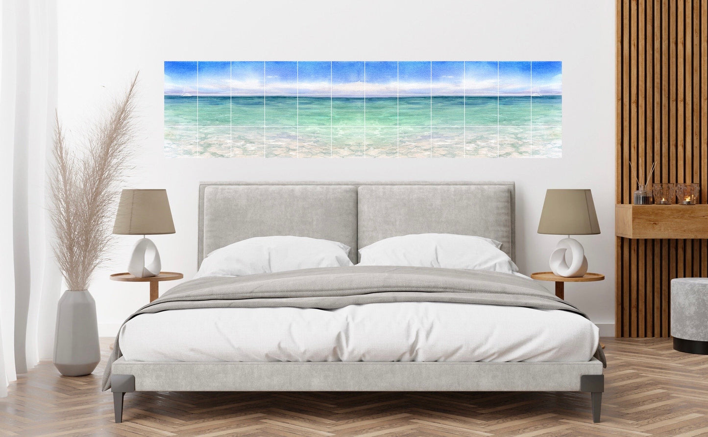 Tile Mural/Mosaic Ceramic Panel of Watercolor Ocean Waves- Sea Mural - Ocean Waves Wall Mural - Wall Art -Tile Mural - Ocean Waves print
