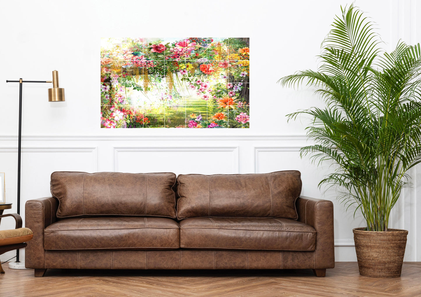 Tile Mural/Mosaic Ceramic of Flowers Watercolour Painting - Garden Mural - Flower Wall Art - Floral Tile Mural -Gloss Tiles - Tile Mosaic