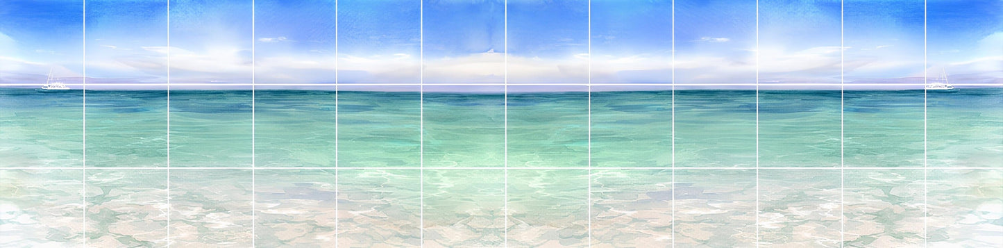 Tile Mural/Mosaic Ceramic Panel of Watercolor Ocean Waves- Sea Mural - Ocean Waves Wall Mural - Wall Art -Tile Mural - Ocean Waves print
