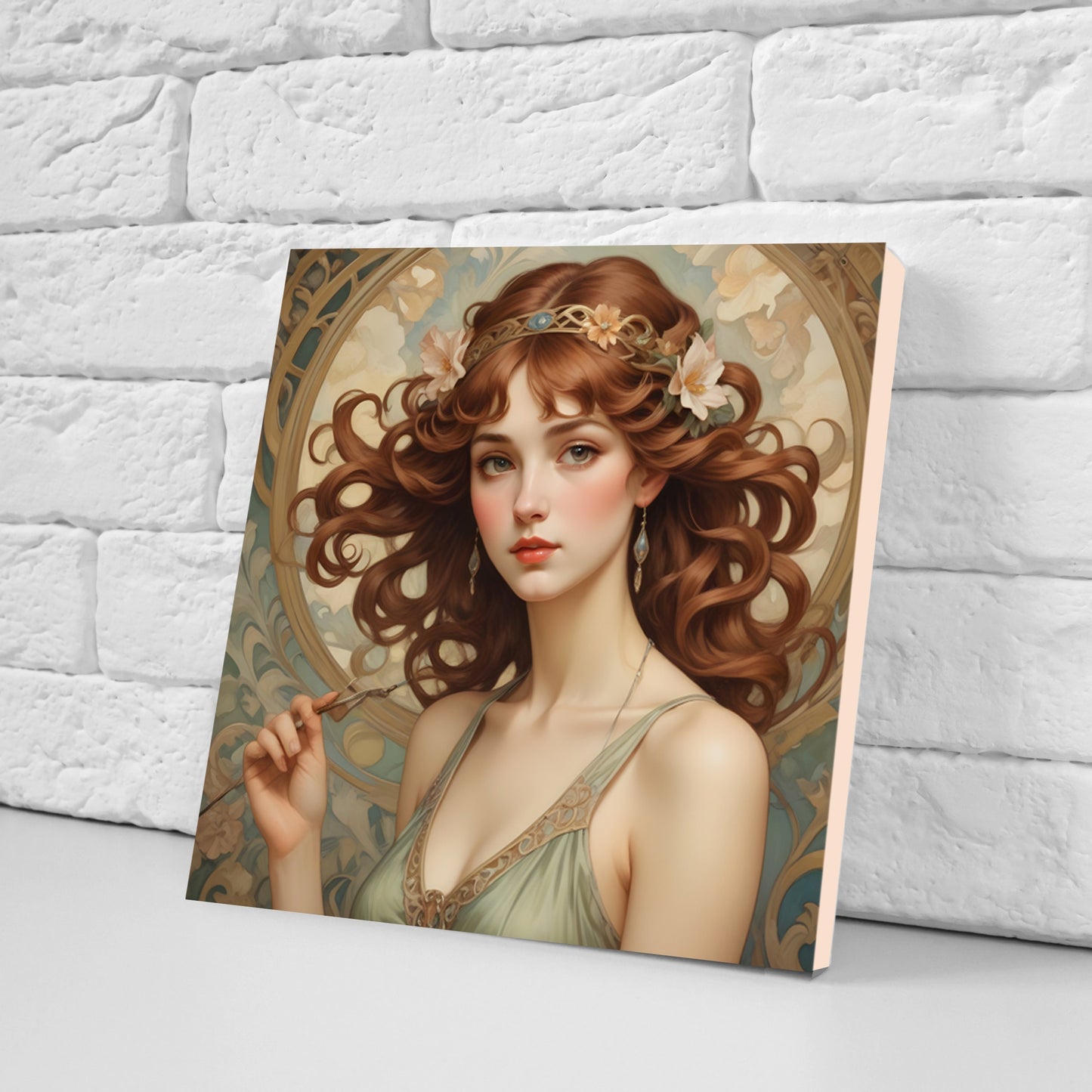 Art Nouveau Woman set of 3 Ceramic tiles,Ceramic Decor Tiles,Kitchen Backsplash Tiles, Bathroom Tiles, Botanical wall art, Art Nouveau print