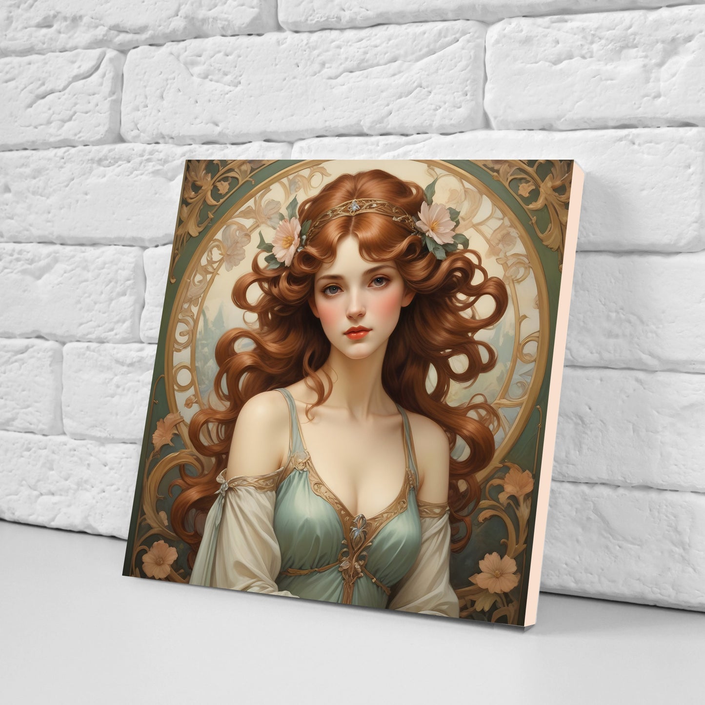 Art Nouveau Woman set of 3 Ceramic tiles,Ceramic Decor Tiles,Kitchen Backsplash Tiles, Bathroom Tiles, Botanical wall art, Art Nouveau print