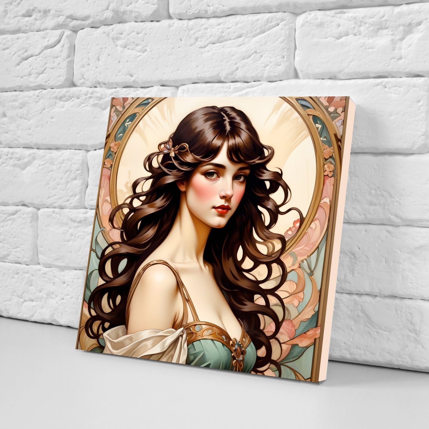 Art Nouveau Woman set of 3 Ceramic tiles,Ceramic Decor Tiles,Kitchen Backsplash Tiles, Bathroom Tiles, Botanical wall art, Art Nouveau print