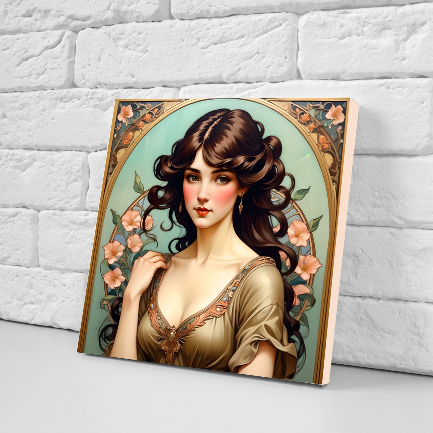 Art Nouveau Woman set of 3 Ceramic tiles,Ceramic Decor Tiles,Kitchen Backsplash Tiles, Bathroom Tiles, Botanical wall art, Art Nouveau print