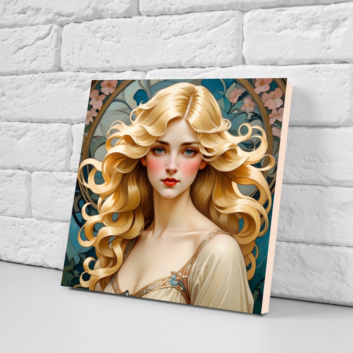 Art Nouveau Woman set of 3 Ceramic tiles,Ceramic Decor Tiles,Kitchen Backsplash Tiles, Bathroom Tiles, Botanical wall art, Art Nouveau print